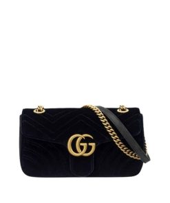 Gucci Marmont Velvet Shoulder Bag Black 21Cm