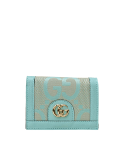 Gucci Monogram Canvas Short Wallet Turquoise 11Cm