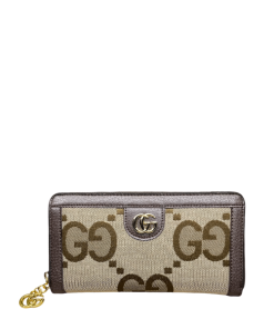 Gucci Monogram Canvas Zip Long Wallet Dark Brown 19.5Cm