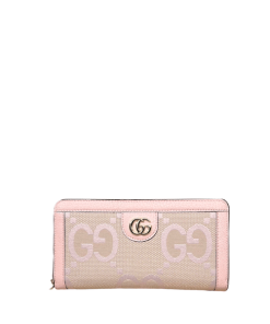 Gucci Monogram Canvas Zip Long Wallet Pink 19.5Cm