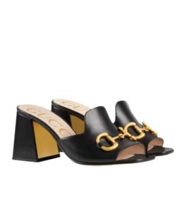 Gucci Women'S Slide Sandal With Horsebit Black 655412 Bko00 1000