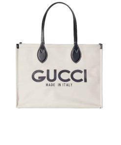 Gucci Medium Tote Bag With Gucci Print White Blue 45Cm 772176 Facvw 8941