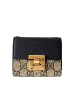 Gucci Gg Supreme Padlock Wallet Black And Beige 11.5Cm 453355