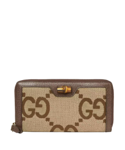 Gucci Diana Jumbo Gg Wallet 19Cm Camel And Ebony Canvas 658634 Ukmbt 2572