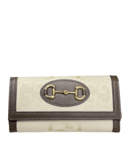 Gucci Horsebit 1955 Gg Wallet With Chain White And Brown 19Cm