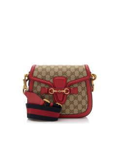 Gucci Lady Web Original Gg Canvas With Red Leather Trim 25Cm
