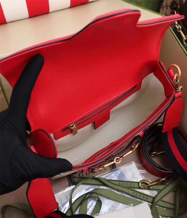 Gucci Lady Web Original Gg Canvas With Red Leather Trim 25Cm - Image 2