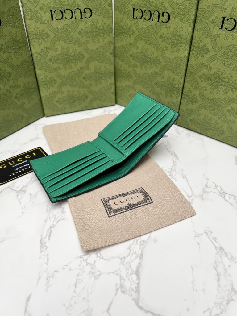 Gucci Initial G Black Short Wallet Black And Green 11Cm - Image 4