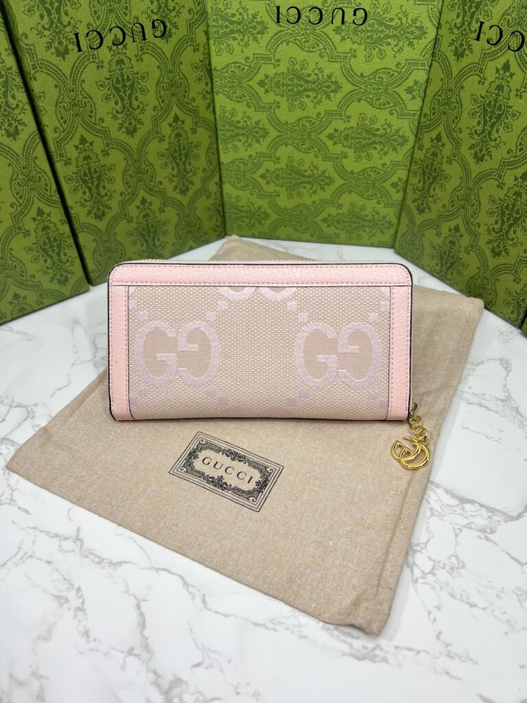 Gucci Monogram Canvas Zip Long Wallet Pink 19.5Cm - Image 8