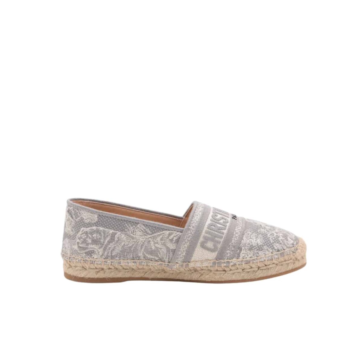 Dior Fabric Granville Espadrille Embroidered Cotton Gray - Image 1