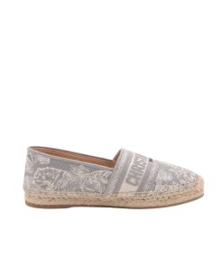 Dior Fabric Granville Espadrille Embroidered Cotton Gray