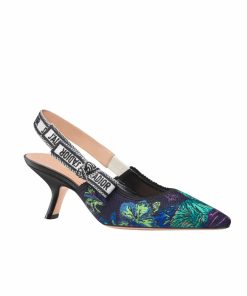 Dior J'Adior Slingback Pump Embroidered Cotton Purple Multicolor Kcp866Voy S21V