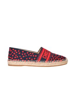 Dior Granville Espadrille Logo Heart Print Red And Blue