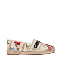Dior Granville Espadrille Cotton With Hibiscus Embroidery Multicolor