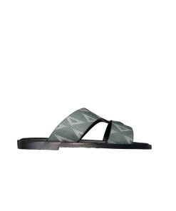 Dior Alias Slipper Sandal Cd Logo Grained Diamond Canvas Green
