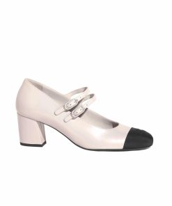 Chanel Mary Janes Lambskin And Grosgrain White G45696 B16524 Nx269