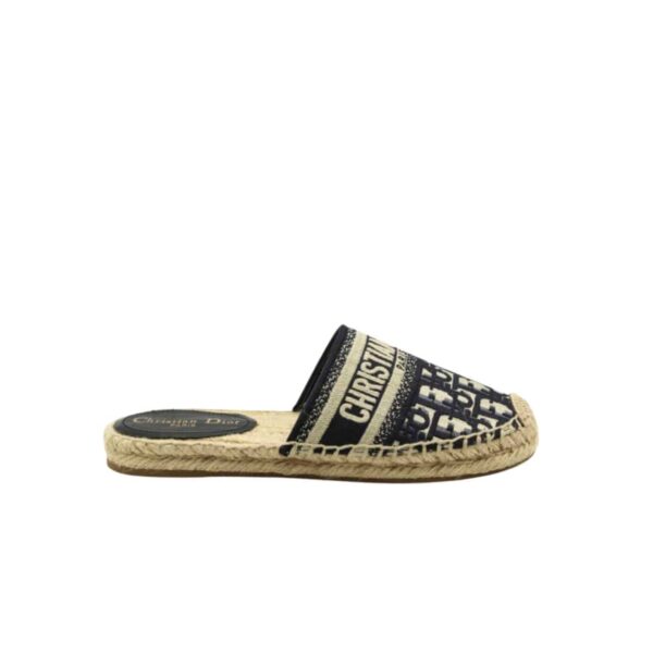Dior Granville Oblique Espadrille Cotton Flats In Black