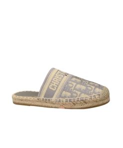 Dior Granville Oblique Espadrille Cotton Flats In Gray