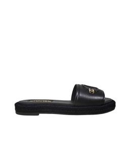 Chanel Black Slide Cc Logo