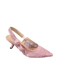 Dior J'Adior Slingback Pump Transparent Mesh Embroidered With Butterfly Motif Pink