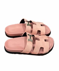 Hermes Chypre Sandal H Logo Silver Hardware Pink
