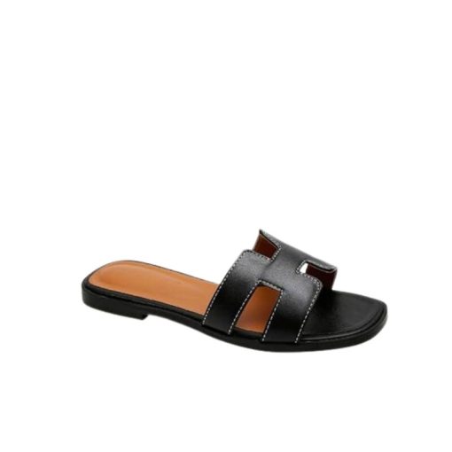 Hermes Slippers Flat Oran Black H021056Z - Image 4