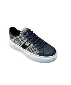 Dior Men'S Sneakers Cd Embroidered Canvas Low Deep Blue
