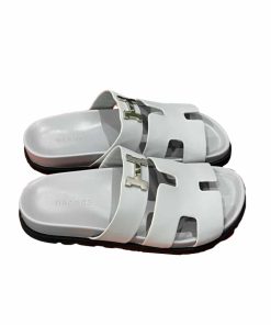Hermes Chypre Sandal H Logo Silver Hardware Light Grey