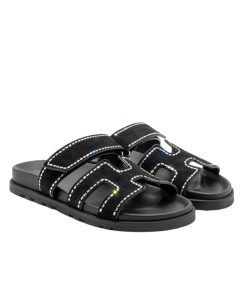 Hermes Chypre Sandal Suede Crystal Black