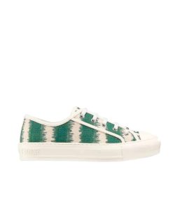 Dior Walk'N'Dior Sneakers D-Stripes Embroidered Cotton Green