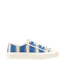 Dior Walk'N'Dior Sneakers D-Stripes Embroidered Cotton Blue White