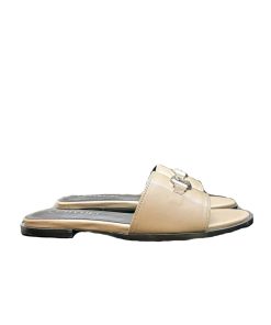 Chanel Slippers With Cc Silver Hardware Beige