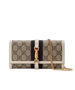 Gucci Jackie 1961 Continental Chain Wallet Gg Brown 19Cm 652681 Huhhg 9794