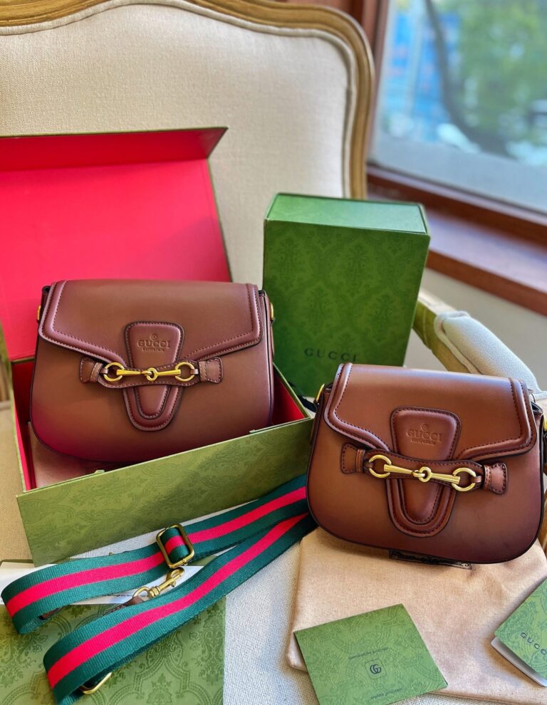 Gucci Lady Web Hand Stained Leather Shoulder Bag In Brown 25Cm - Image 2