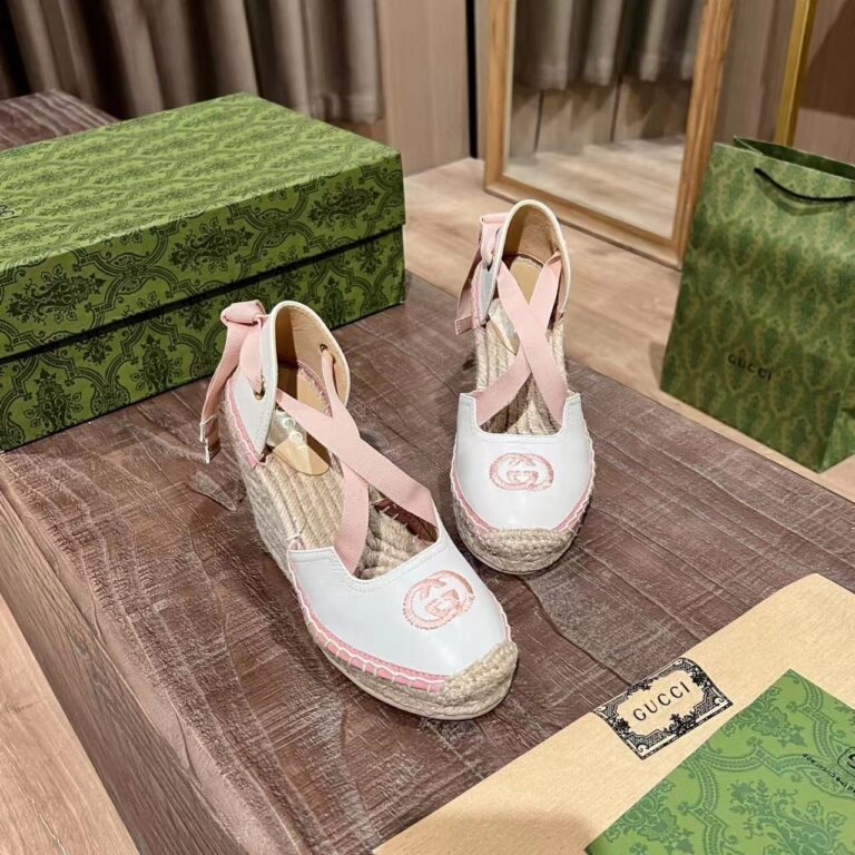 Gucci Gg Canvas Wedge Espadrilles Pink - Image 7