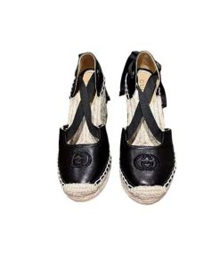 Gucci Gg Canvas Wedge Espadrilles Black