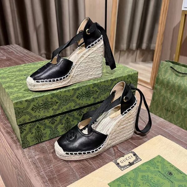 Gucci Gg Canvas Wedge Espadrilles Black - Image 8