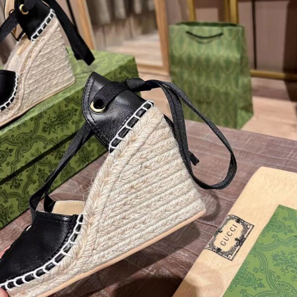 Gucci Gg Canvas Wedge Espadrilles Black - Image 9
