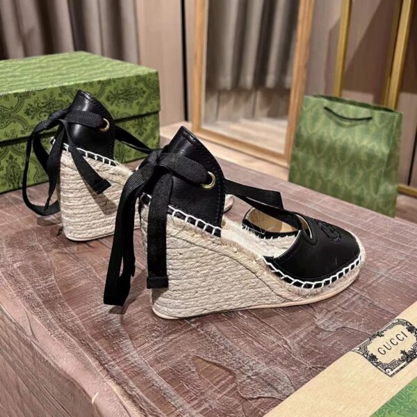 Gucci Gg Canvas Wedge Espadrilles Black - Image 7