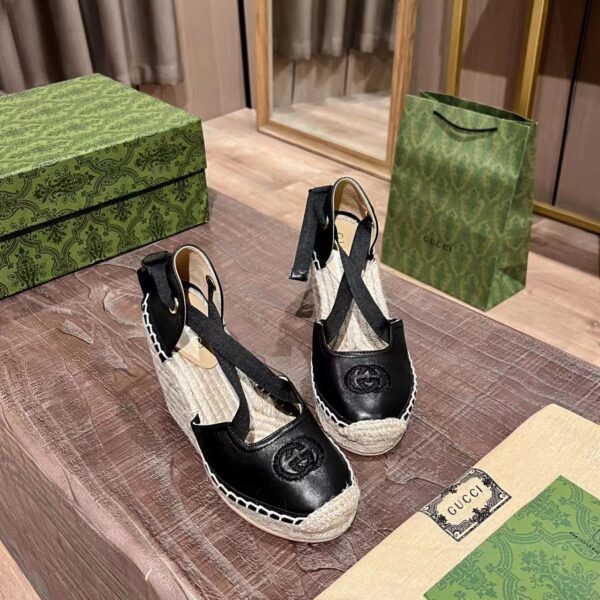 Gucci Gg Canvas Wedge Espadrilles Black - Image 4