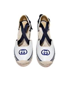 Gucci Gg Canvas Wedge Espadrilles White