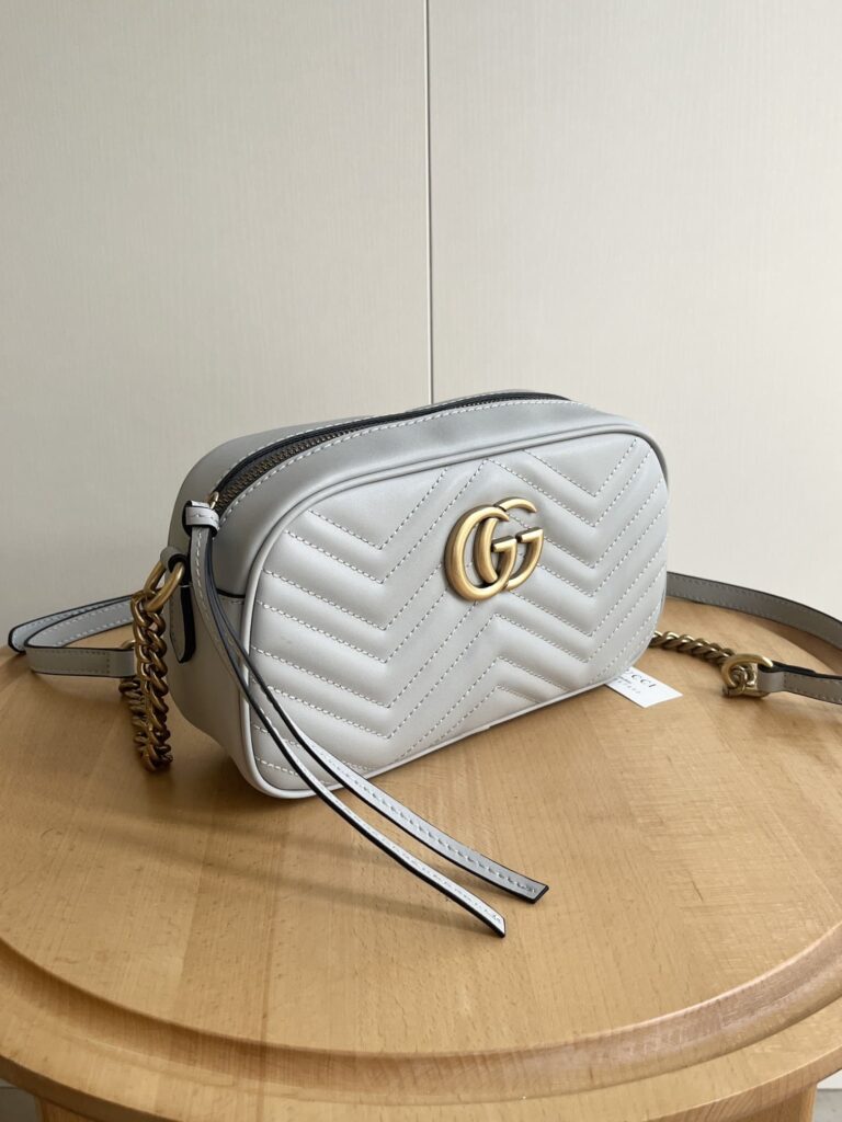 Gucci Gg Marmont Small Shoulder Bag Light Grey 24Cm 447632 Aabzb 1712 - Image 3