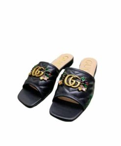 Gucci Women Black Slipper With Double G 655463