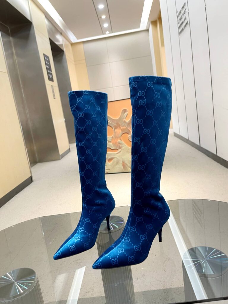 Dior Women'S Gg Knee-High Boot Blue - Image 2