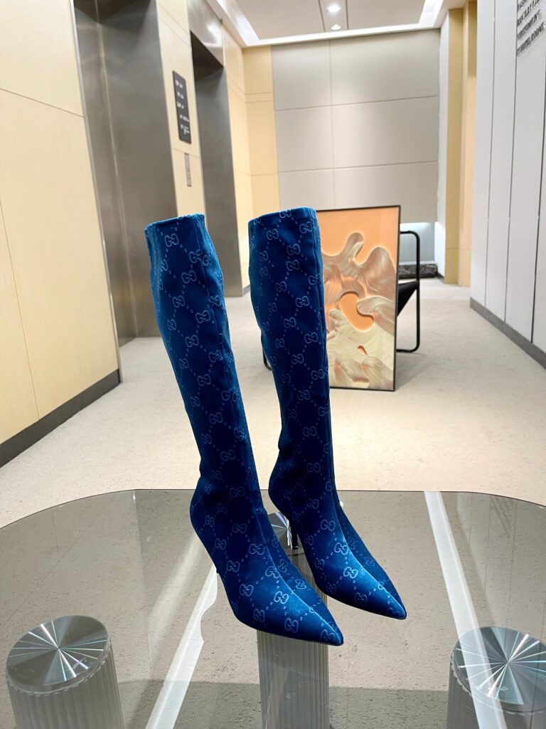 Dior Women'S Gg Knee-High Boot Blue - Image 4