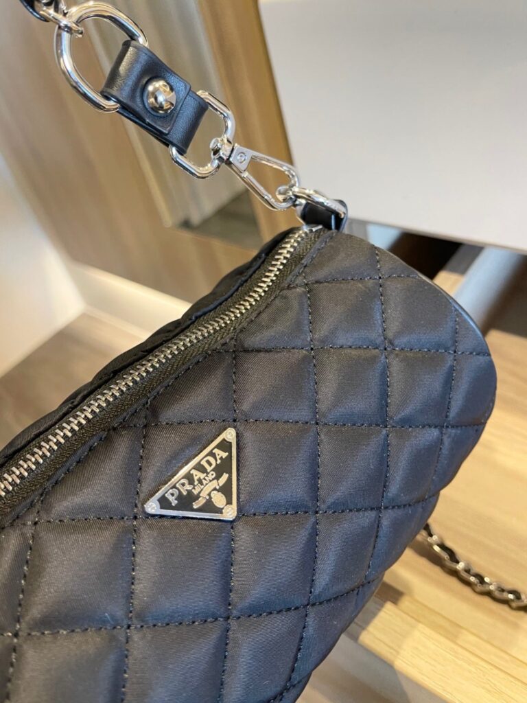 Prada Tessuto Black Quilted Barrel Bag Black 20Cm - Image 3