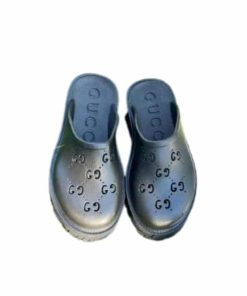 Gucci Men'S Slip On Sandal Black Gg Rubber 655517 Jfb00 1000