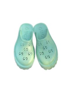 Gucci Men'S Slip On Sandal Green Gg Rubber