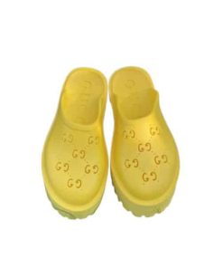 Gucci Men'S Slip On Sandal Yellow Gg Rubber