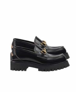 Gucci Women's Leather Loafers Horsebit Black